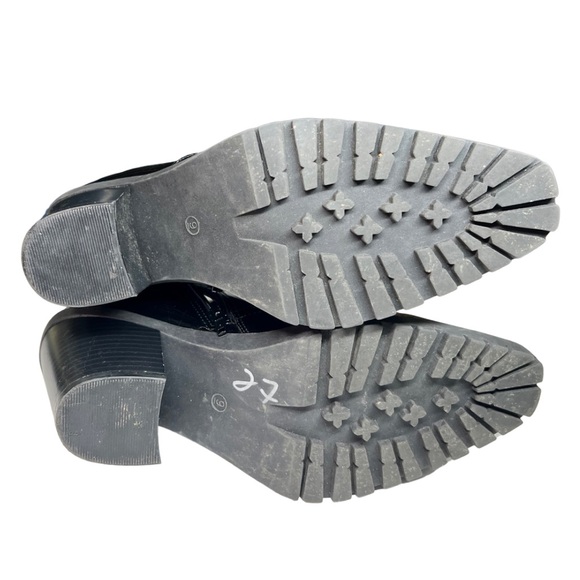 Diba Black Western Ankle Boot Cheyanne Shiny Patent Snip Toe Chunky Heel 9 moto - Picture 5 of 9